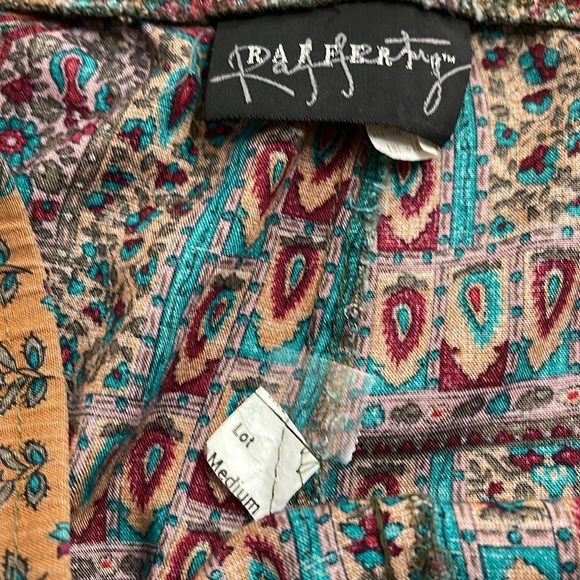 RAFFERTY 90’s FUN FESTIVAL PANTS WOMENS SIZE M BROWN GREEN PULL-ON POCKETS COMFY - Picture 5 of 9